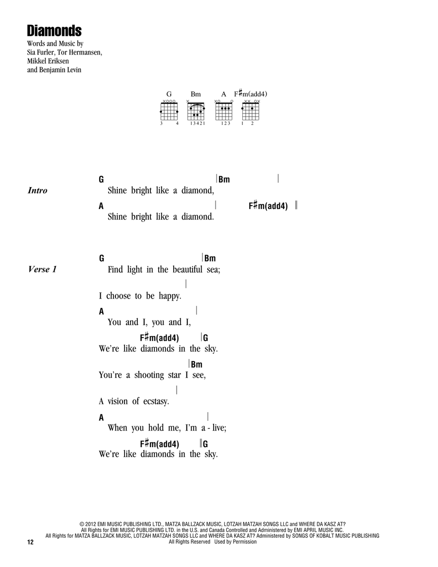Diamonds Acoustic Guitar scores gallery preview page 1