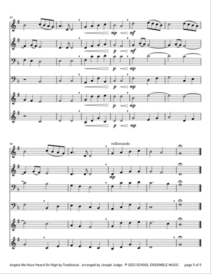 Angels We Have Heard On High for Brass Quartet in Schools Brass Quartet scores gallery preview page 5