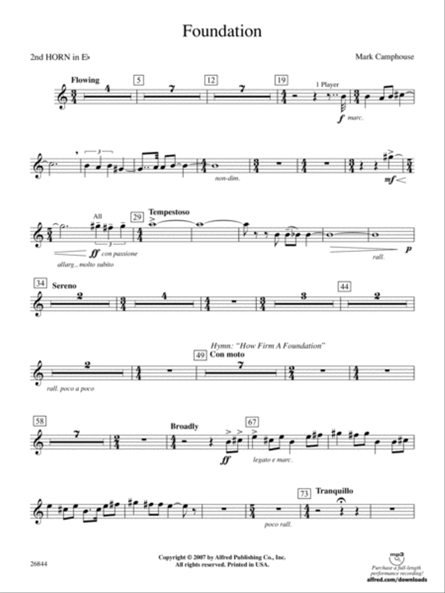 Foundation: (World Part) 2nd Horn in E-flat Concert Band scores gallery preview page 1