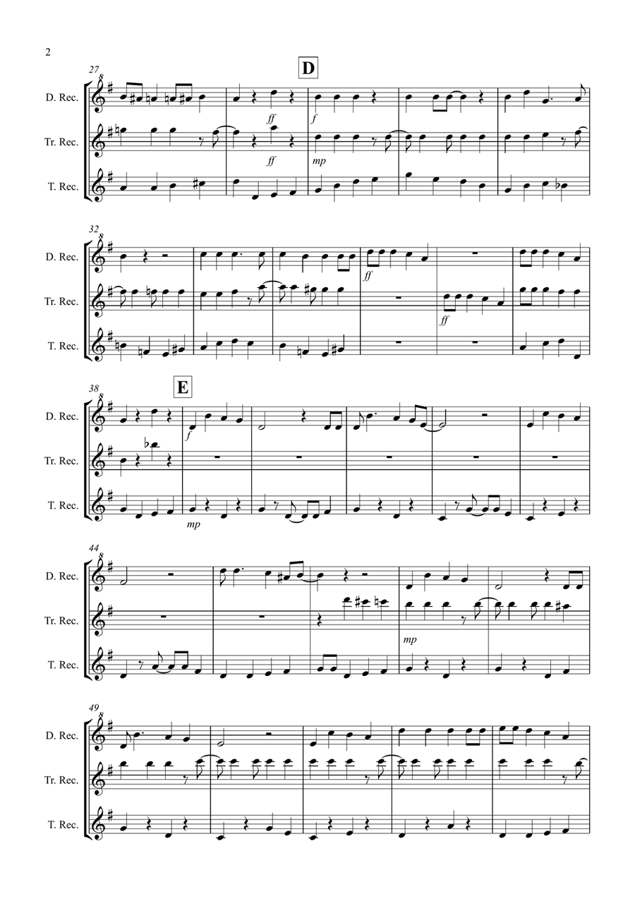 Jingle Bells (jazzy style!) for Recorder Trio Recorder scores gallery preview page 2