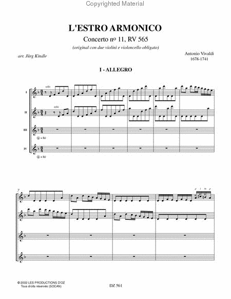 L'Estro Armonico, Concerto no 11, RV 565