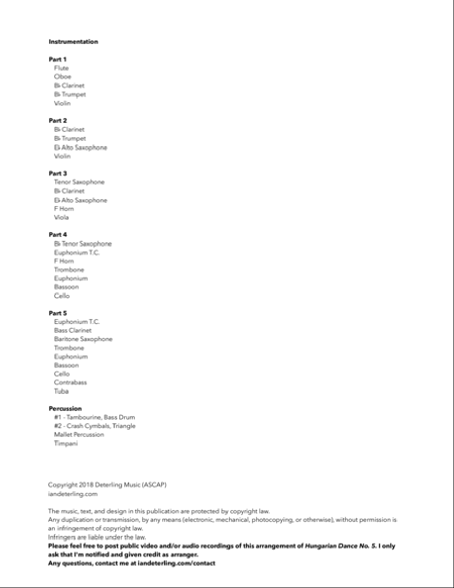 Hungarian Dance No. 5 (Flexible Instrumentation) Concert Band scores gallery preview page 3