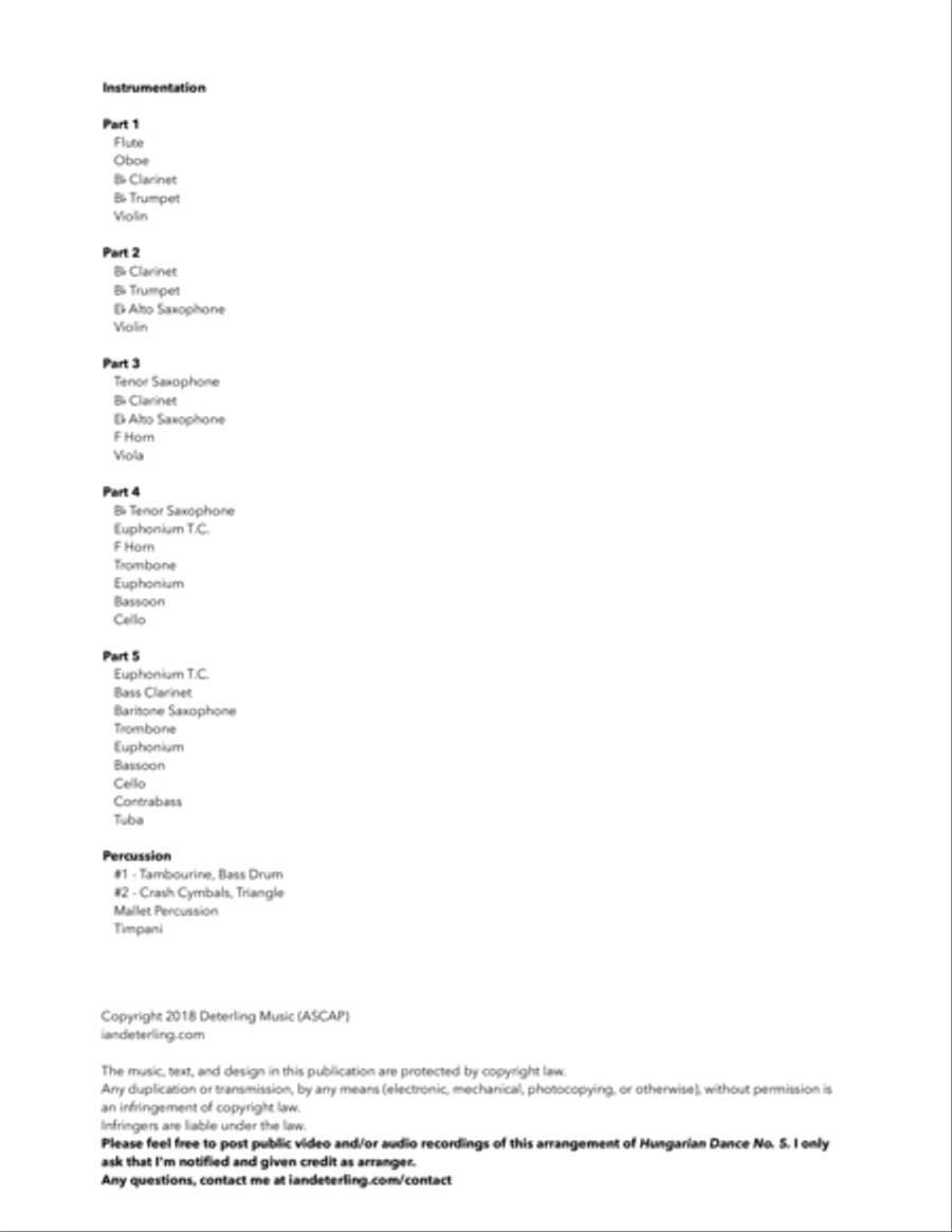 Hungarian Dance No. 5 (Flexible Instrumentation) image number null