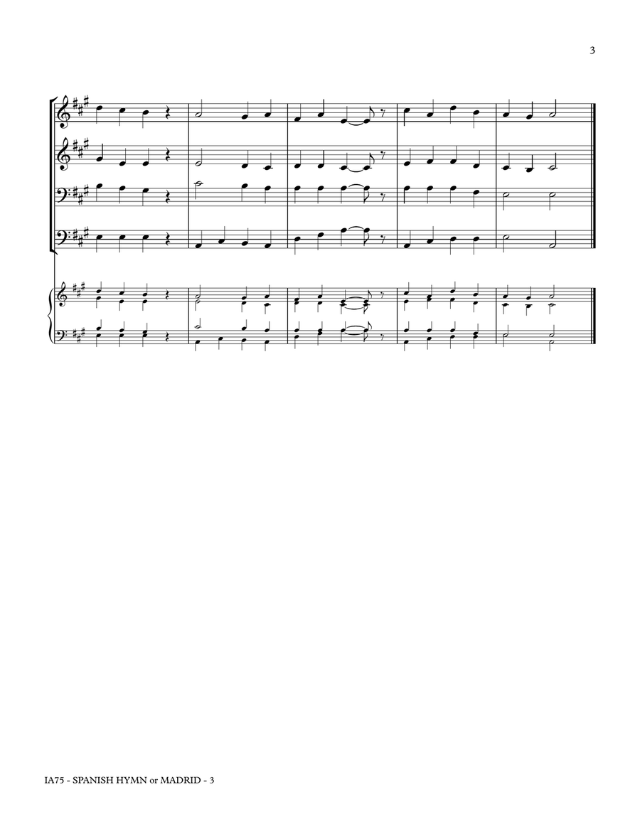 SPANISH HYMN [MADRID] (Come, Christians, Join To Sing) Small Ensemble scores gallery preview page 3