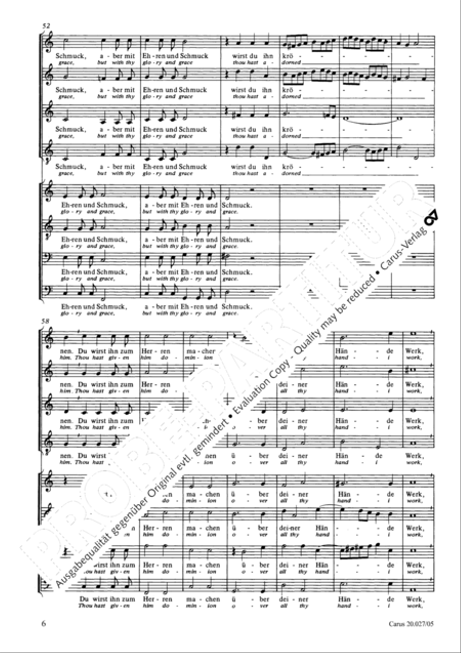 O Lord our Lord God (Herr, unser Herrscher) SSATB scores gallery preview page 7