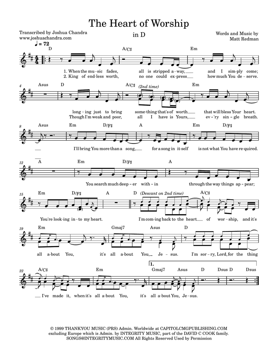 The Heart Of Worship (When The Music Fades) Guitar scores gallery preview page 1