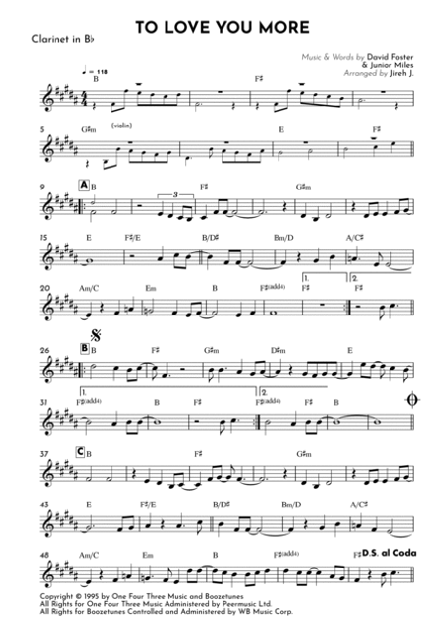 To Love You More B-Flat Clarinet scores gallery preview page 2