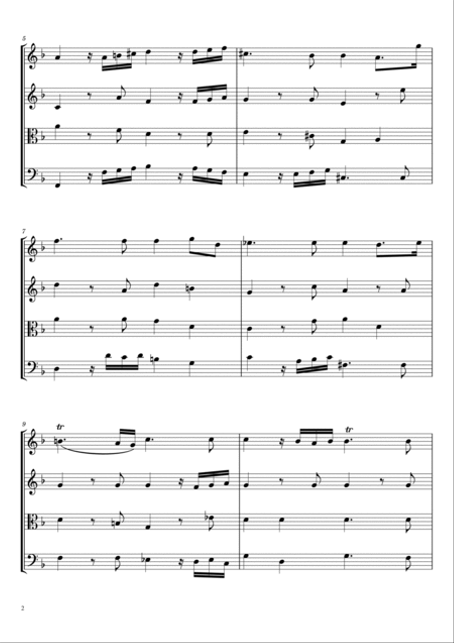 Water Music Suite 1 Overture ( Largo + Allegro ) String Quartet scores gallery preview page 2
