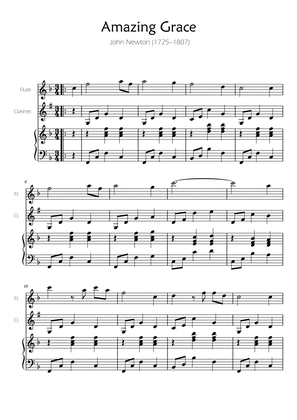 Amazing Grace - Flute and Clarinet w/ Piano Accompaniment