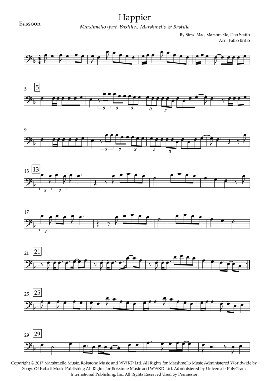 Happier Happier Bassoon Solo scores gallery preview page 1