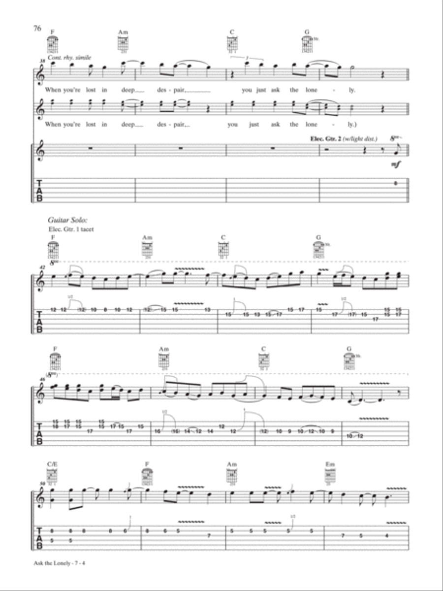 Ask the Lonely Guitar Tablature scores gallery preview page 4
