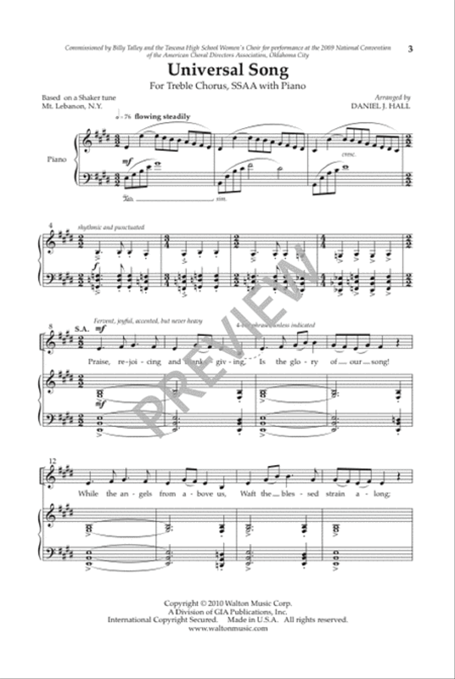 Universal Song Universal Song SSAA scores gallery preview page 4