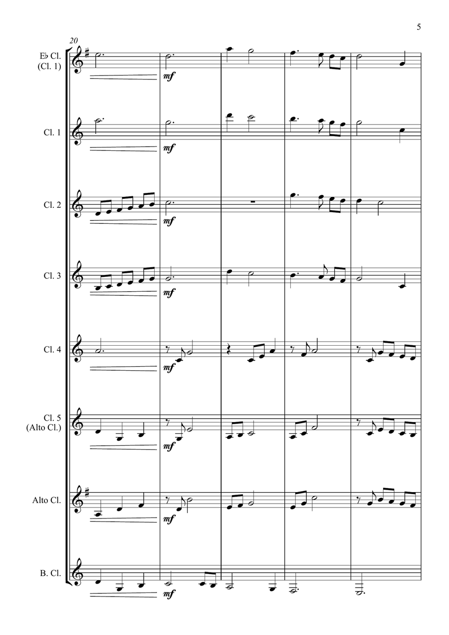 Moon River Clarinet Choir scores gallery preview page 5