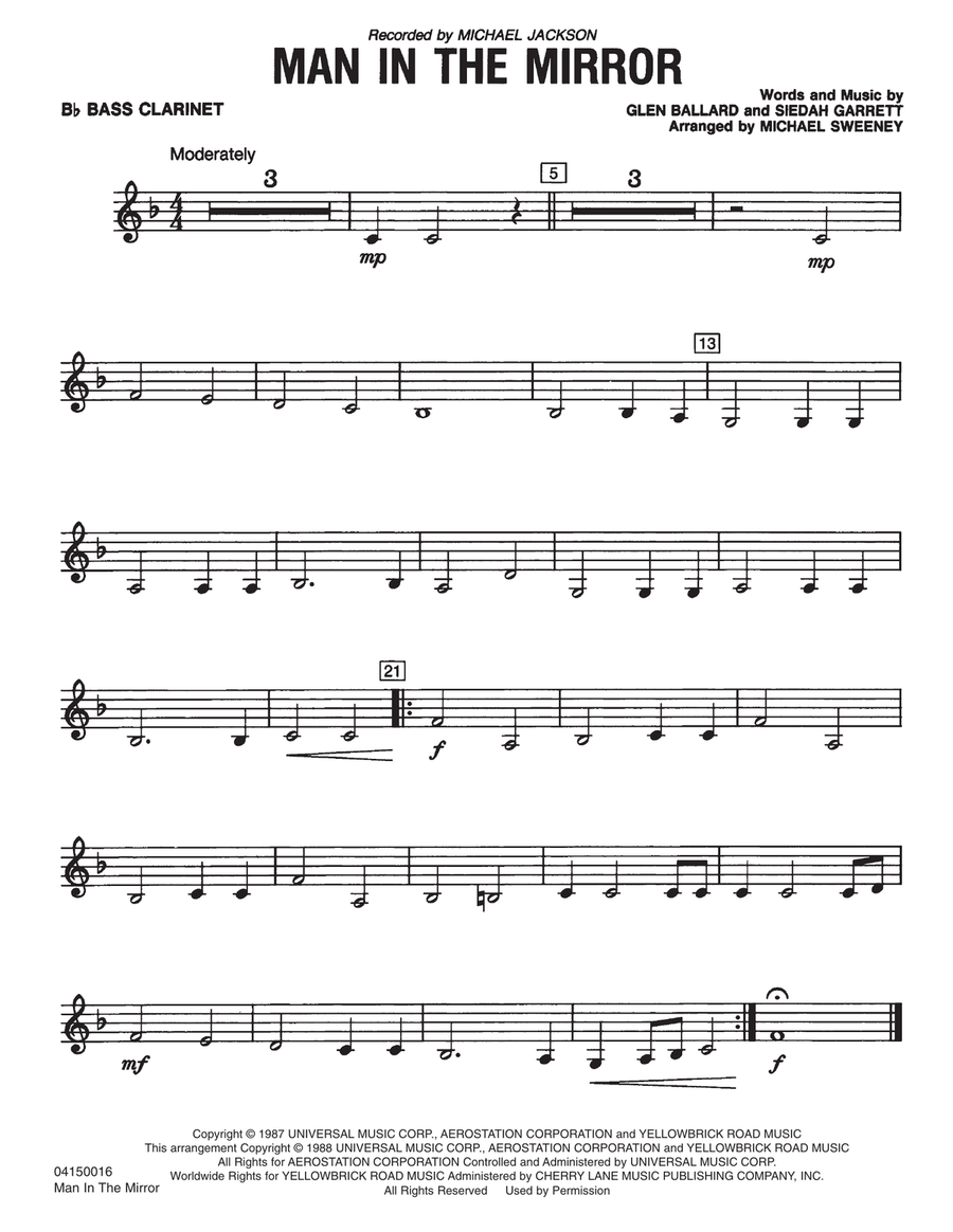 Man In The Mirror - Bb Bass Clarinet Concert Band scores gallery preview page 1