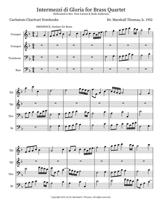 Intermezzi di Gloria for Brass Quartet