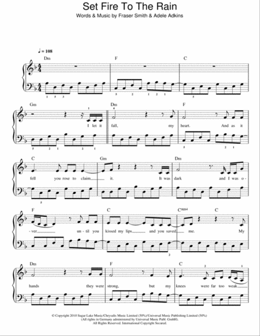 Set Fire To The Rain Set Fire To The Rain Voice scores gallery preview page 1