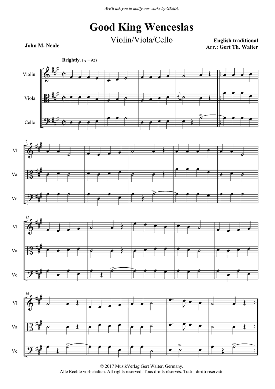 Good King Wenceslas Good King Wenceslas String Trio scores gallery preview page 1