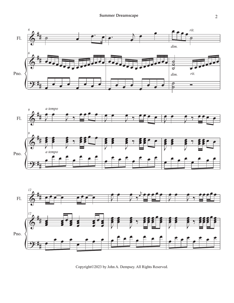 Summer Dreamscape (Flute and Piano) Flute Solo scores gallery preview page 6