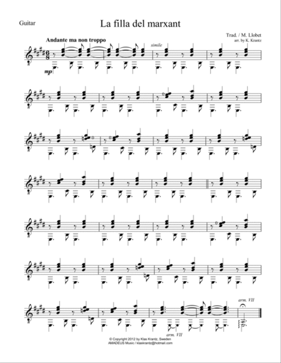 La filla del marxant & El testament d'Amelia for cello and guitar String Duet scores gallery preview page 5
