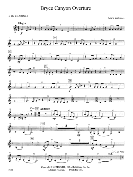 Bryce Canyon Overture: 1st B-flat Clarinet
