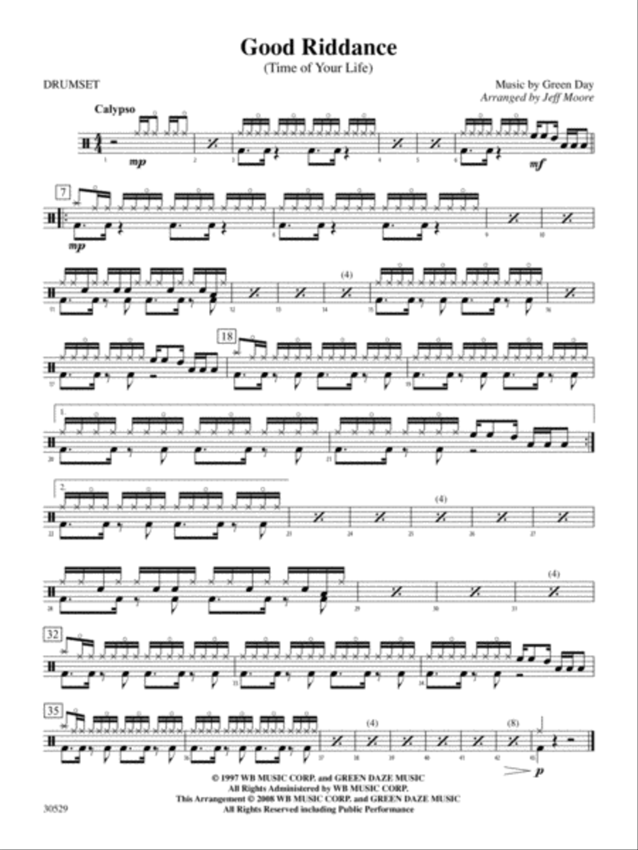 Good Riddance (Time of Your Life): Drums Percussion Ensemble scores gallery preview page 1