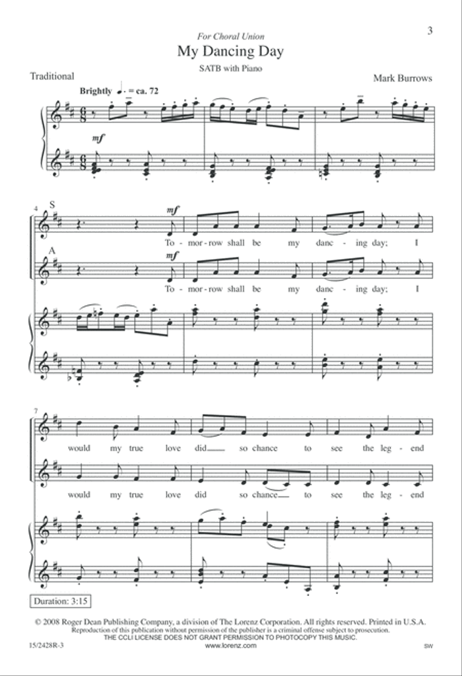 My Dancing Day My Dancing Day 4-Part scores gallery preview page 4