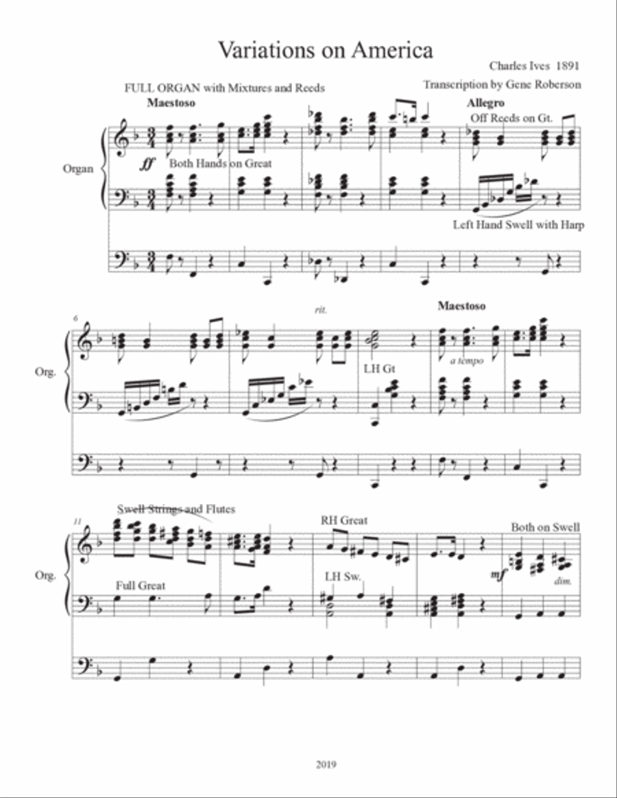 Variations on America. Organ Solo Organ Solo scores gallery preview page 2