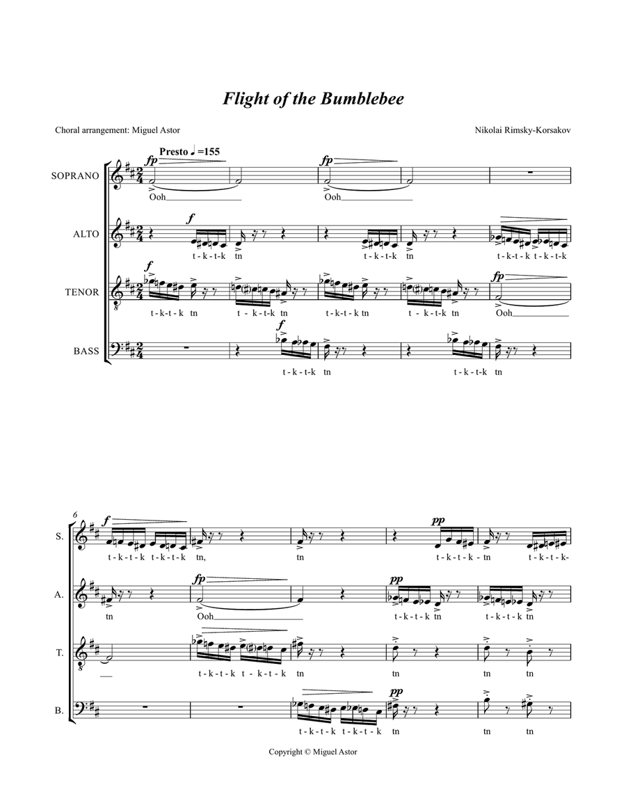 Flight of the Bumblebee A Cappella scores gallery preview page 1