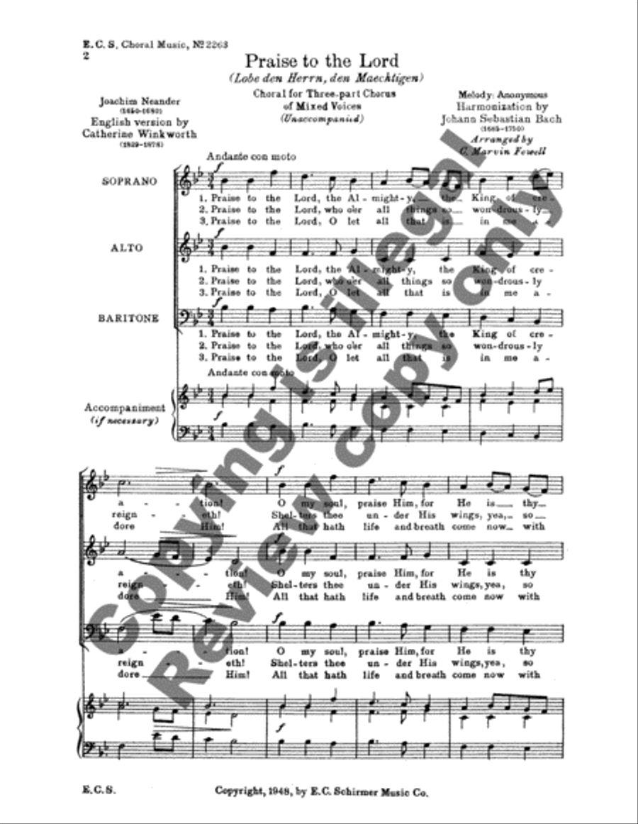 Praise to the Lord 3-Part scores gallery preview page 3