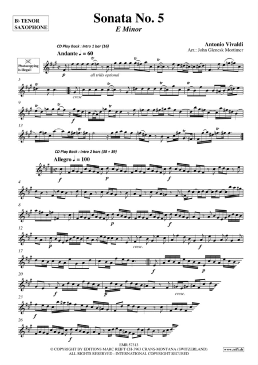 Sonata No. 5 Tenor Saxophone scores gallery preview page 3