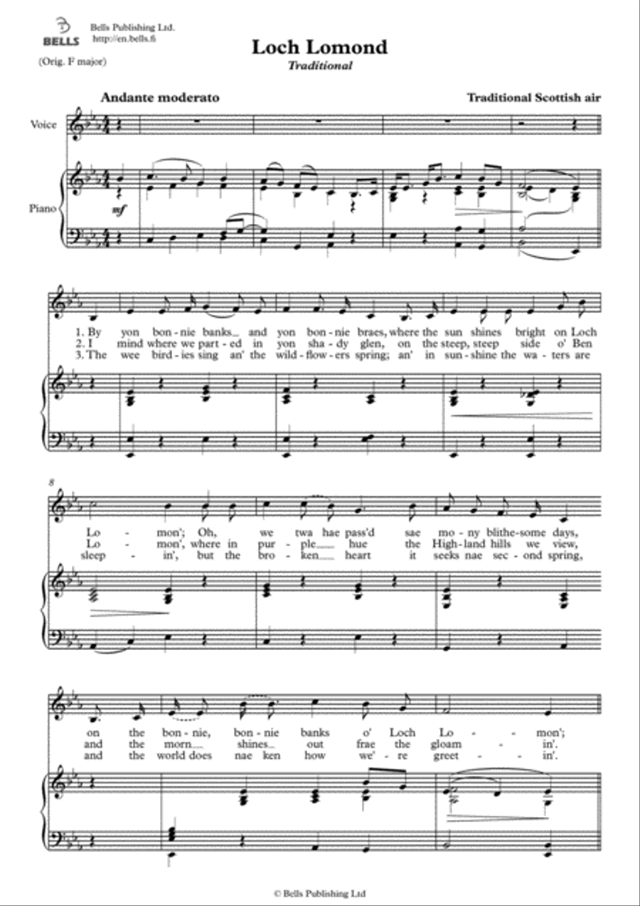Loch Lomond (Solo song) (E-flat Major) Voice Solo scores gallery preview page 1
