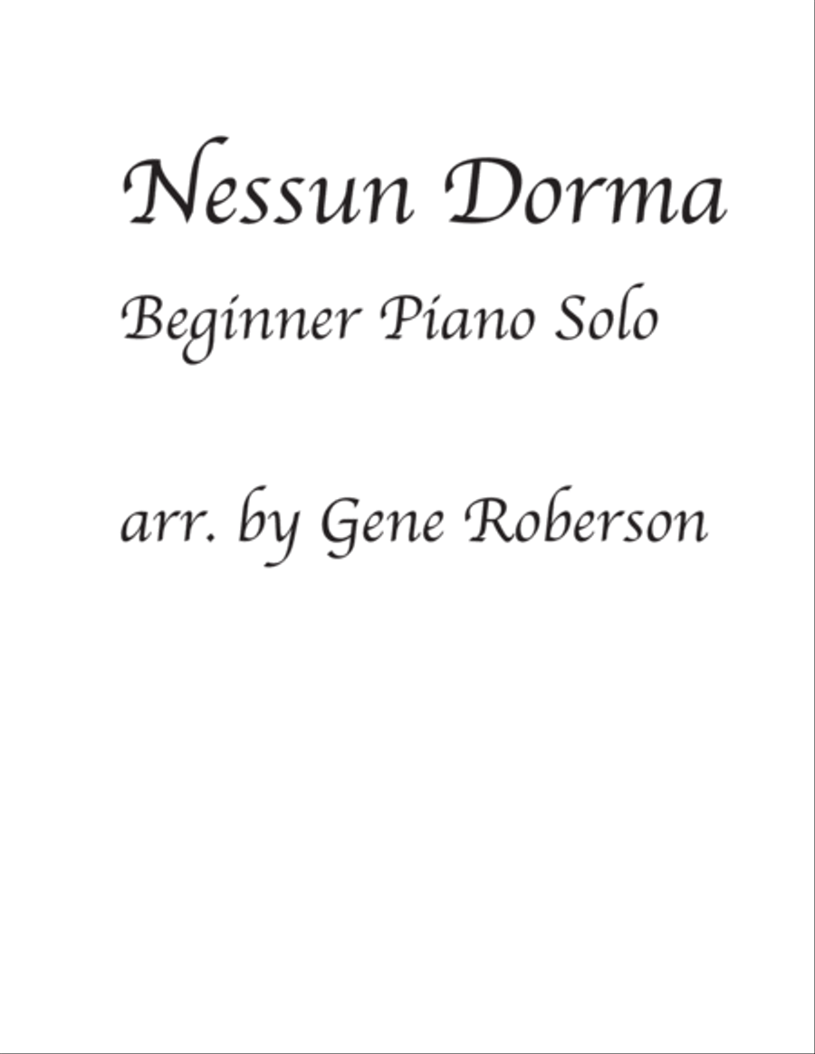 Nessun Dorma Beginner Piano Easy Piano scores gallery preview page 1