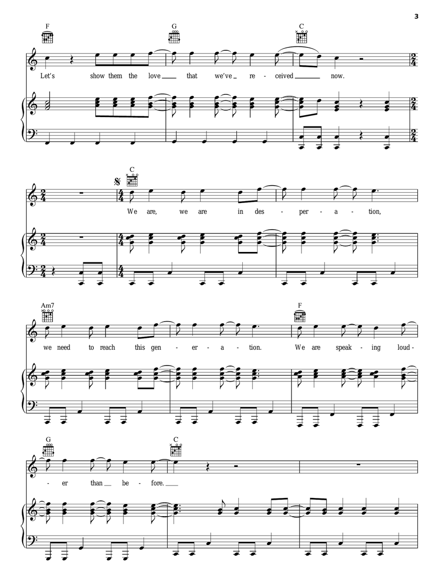 Speaking Louder Than Before Piano, Vocal, Guitar scores gallery preview page 3