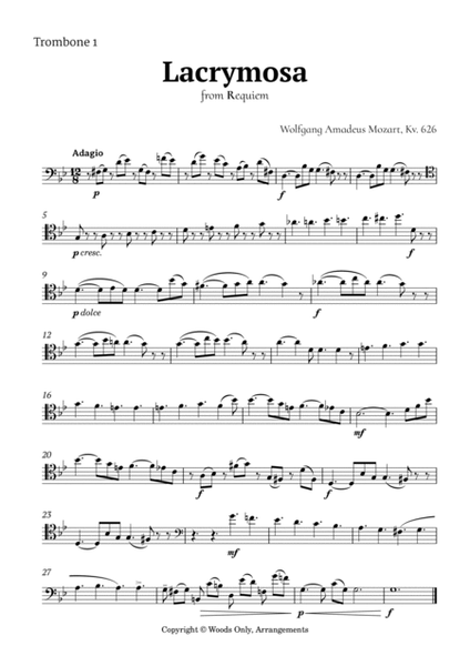 Lacrymosa by Mozart for Trombone Quartet image number null