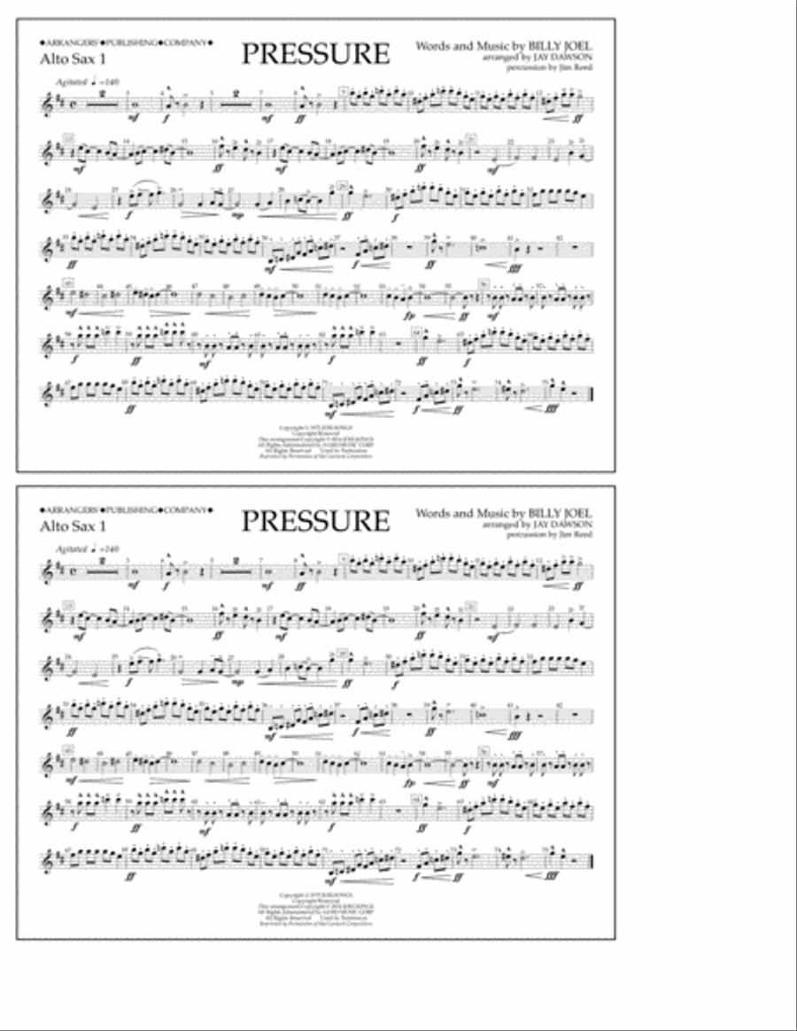 Pressure - Alto Sax 1 Pressure - Alto Sax 1 Marching Band scores gallery preview page 1