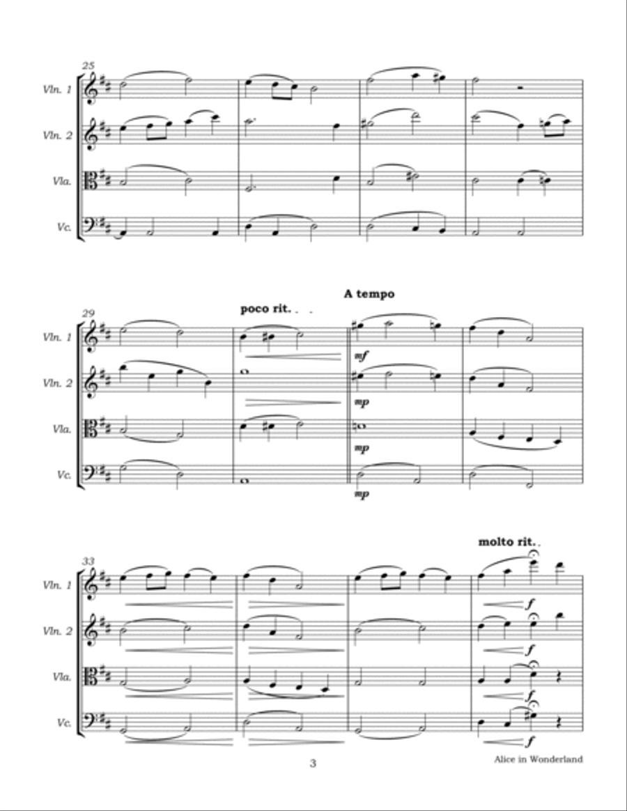 Alice In Wonderland from Walt Disney's ALICE IN WONDERLAND String Quartet scores gallery preview page 6