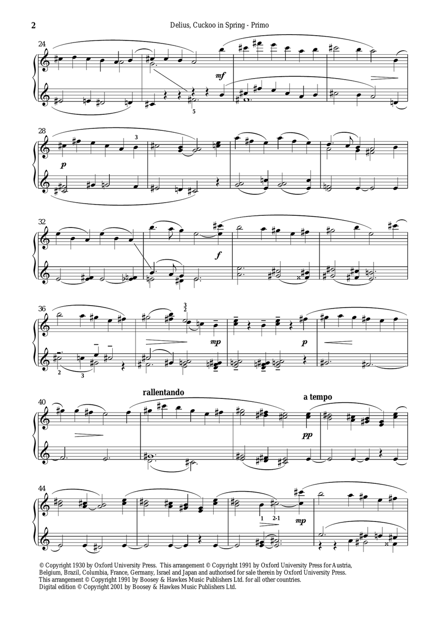On Hearing The First Cuckoo In Spring Piano Duet scores gallery preview page 2