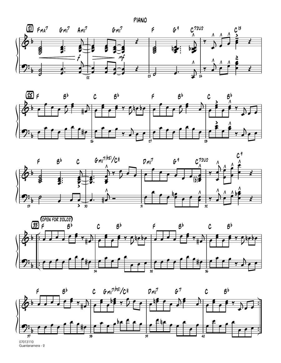 Guantanamera - Piano Guantanamera - Piano Jazz Ensemble scores gallery preview page 2