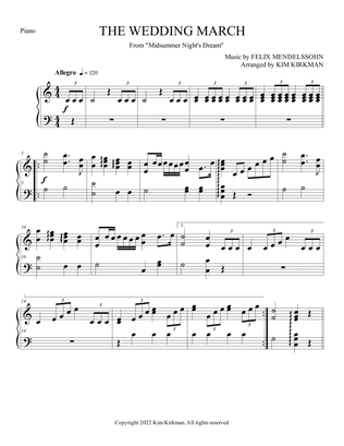 Bridal March Mendelssohn for piano no black notes needed