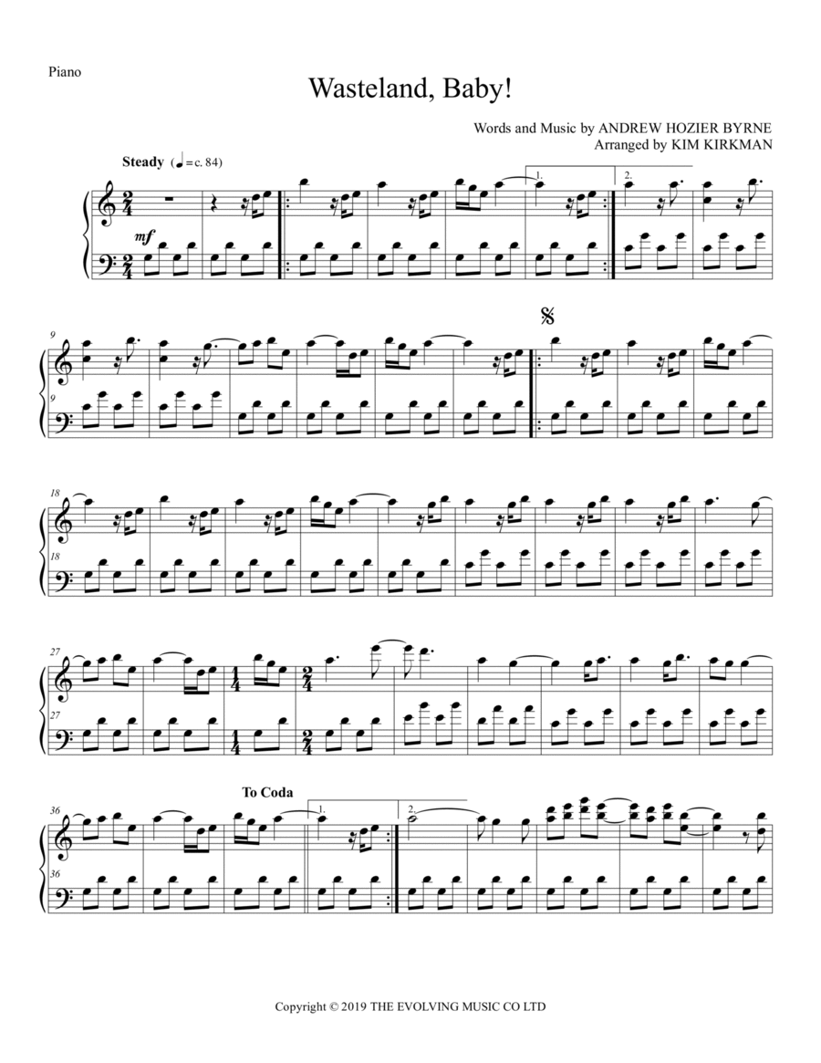 Wasteland, Baby! Piano Solo scores gallery preview page 1