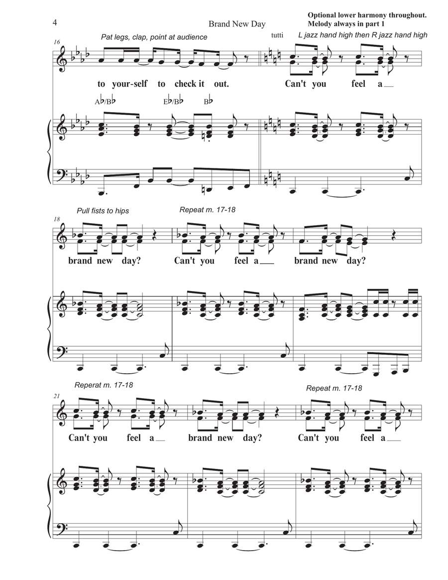 Liberation Ballet/a Brand New Day (everybody Rejoic Unison Choir scores gallery preview page 4