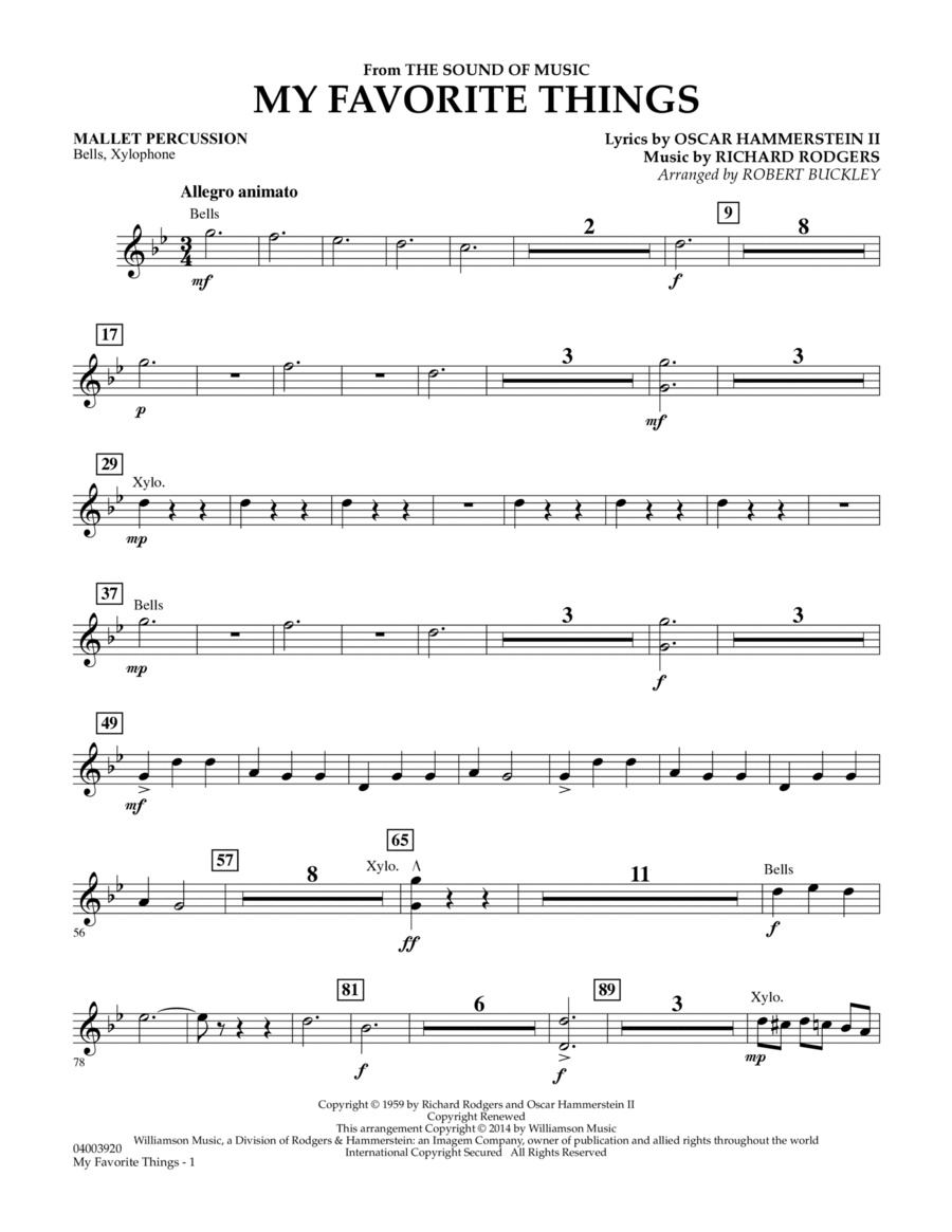My Favorite Things (from The Sound of Music) - Mallet Percussion Concert Band scores gallery preview page 1