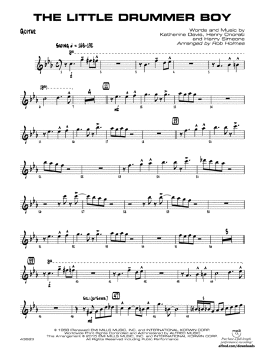 The Little Drummer Boy: Guitar Jazz Ensemble scores gallery preview page 1