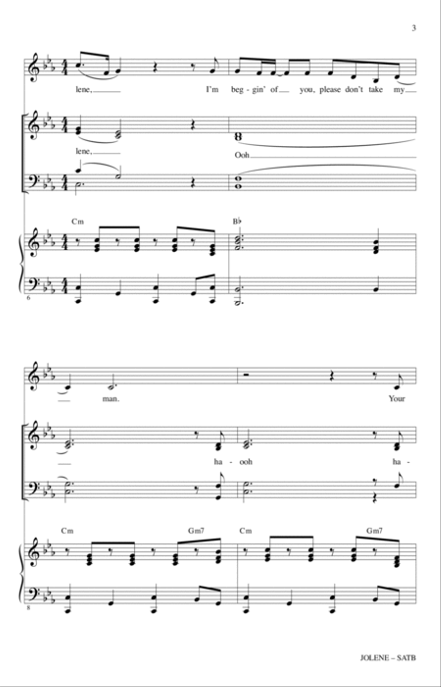 Jolene (feat. Dolly Parton) (arr. Mark Brymer) 4-Part scores gallery preview page 2