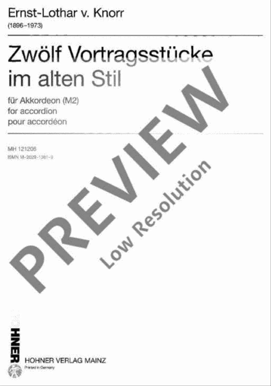 Zwölf Vortragsstücke im alten Stil Accordion scores gallery preview page 2