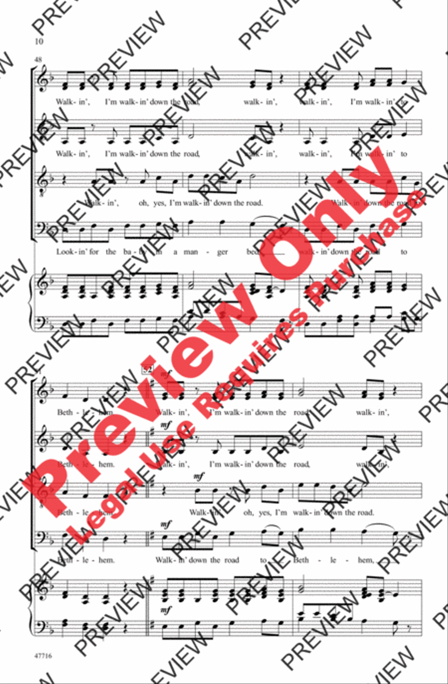 Walkin' Down the Road to Bethlehem 4-Part scores gallery preview page 10