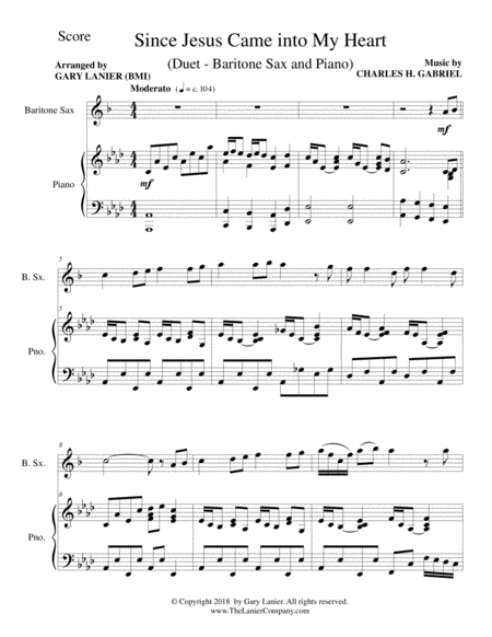GOSPEL HYMN SUITE (For Baritone Sax & Piano with Score & Baritone Sax Part) image number null