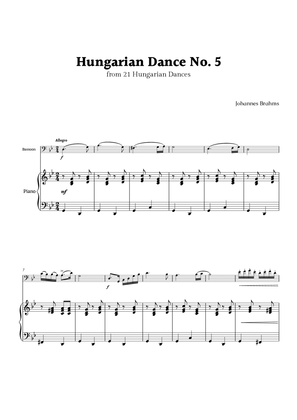 Hungarian Dance No. 5 by Brahms for Bassoon and Piano