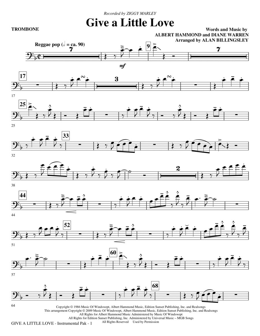 Give A Little Love (arr. Alan Billingsley) - Trombone