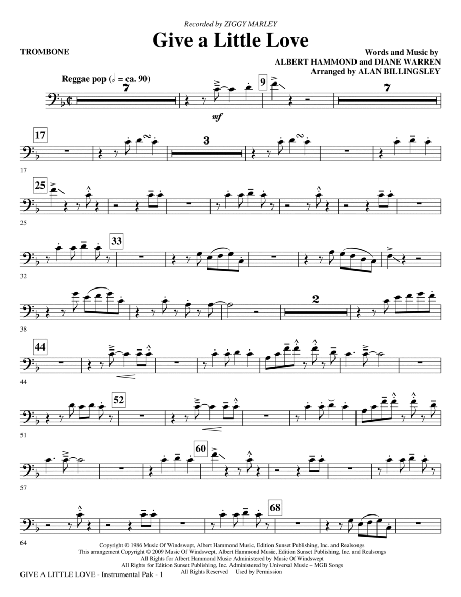 Book cover for Give A Little Love (arr. Alan Billingsley) - Trombone